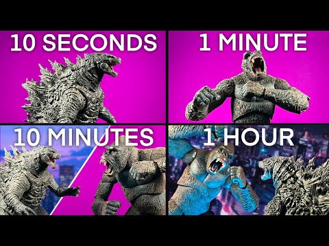 SPEED CHALLENGE: Godzilla x Kong Stop Motion (10 Seconds, 1 Minute, 10 Minutes, 1 Hour)