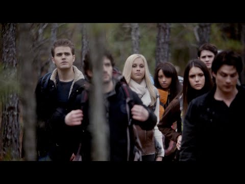 TVD 4x13 - Damon, Elena, Rebekah and the others walking around the island | Delena Scenes HD