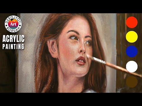 BEGINNERS ACRYLIC PORTRAIT PAINTING TUTORIAL ON PAPER | Flesh Tone in Acrylic by DEBOJYOTI BORUAH