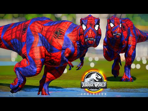 Spiderman TREX vs Captain America Spinosaurus, Ironman Dinosaurs Fight - Jurassic World Evolution