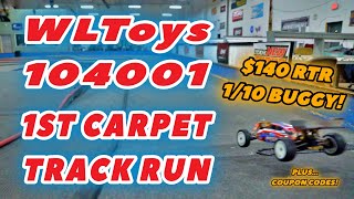 WLToys 104001 RTR 1/10 Buggy Under $150 - Indoor Carpet Racing