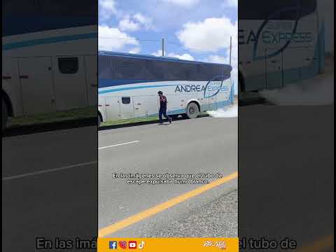 Bus presenta problema en motor en plena carretera piura - paita