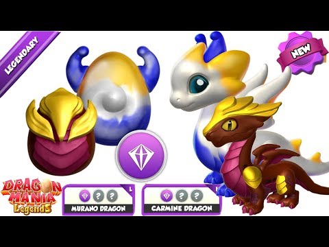 MURANO Dragon + CARMINE Dragon Hatching ! LEGENDARY Dragons | Dragon Mania Legends Gameplay |1522 HD