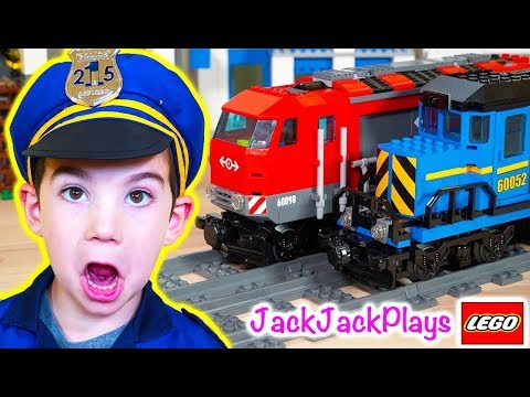 LEGO CITY Train Heist! Cops and Robbers Pretend Play for Kids | JackJackPlays