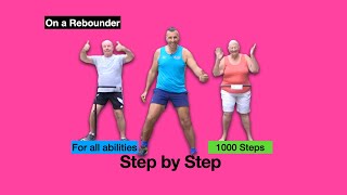 9 Mins Beginners, Low Impact Step by Step class. Walk to 1000 Steps on your Trampoline Jan 2024