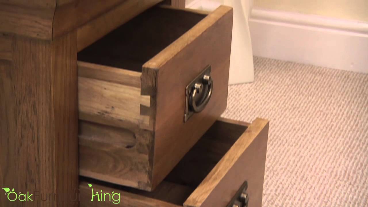 French Chateau Rustic Solid Oak Bedside Table