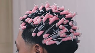 STRAIGHT TO CURLY PERM! PINK RODS!!