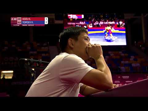 1/2 GR - 55 kg: E. AZIZLI (AZE) v. V. TOPOEV (RUS)