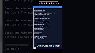Built a number guessing game in Python with one while loop # #keepcoding #python #beginners #coding