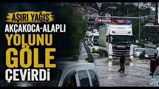Aşırı Yağış Akçakoca Alaplı Yolunu Göle Çevirdi