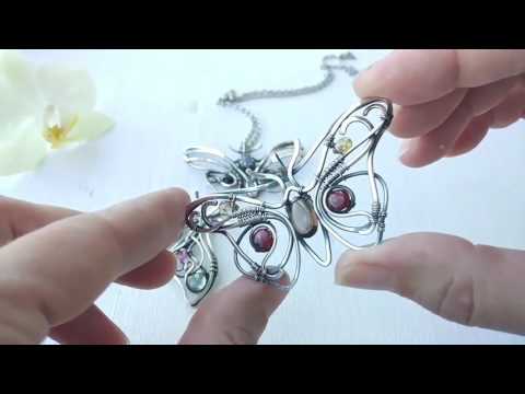 Wire silver necklaces Butterflies