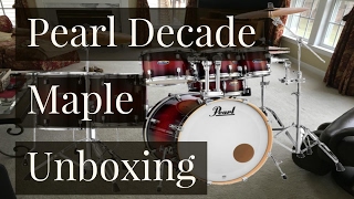 Video thumbnail for Pearl Decade Maple 7 Piece RedBurst Drum Set (Unboxing) by MikeThomasDrumss