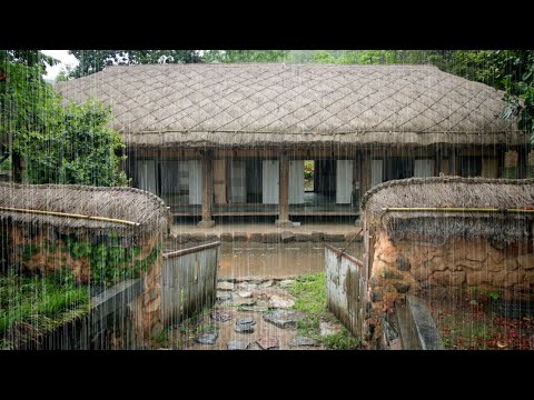 Summer Rain on Traditional Thatched-Roof Farmhouse 🌧️🏡 | Natural White Noise