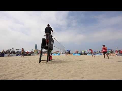 Emanuel/Alison(Bra) Vs Saxton/Schalk (Can) Long Beach FIVB 2013 - Wide angle net view