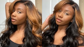 LUVME HAIR C Part Bang wig| Brown Mix & Black Color
