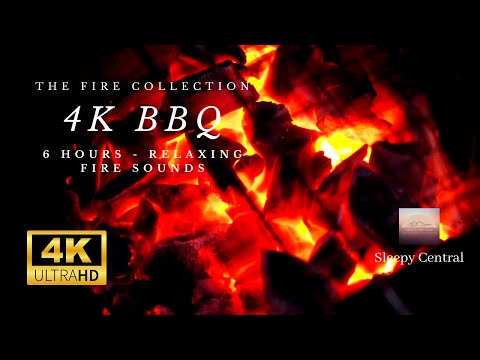 4K BBQ with crackling fire sounds | Burning logs | Relaxation sounds
