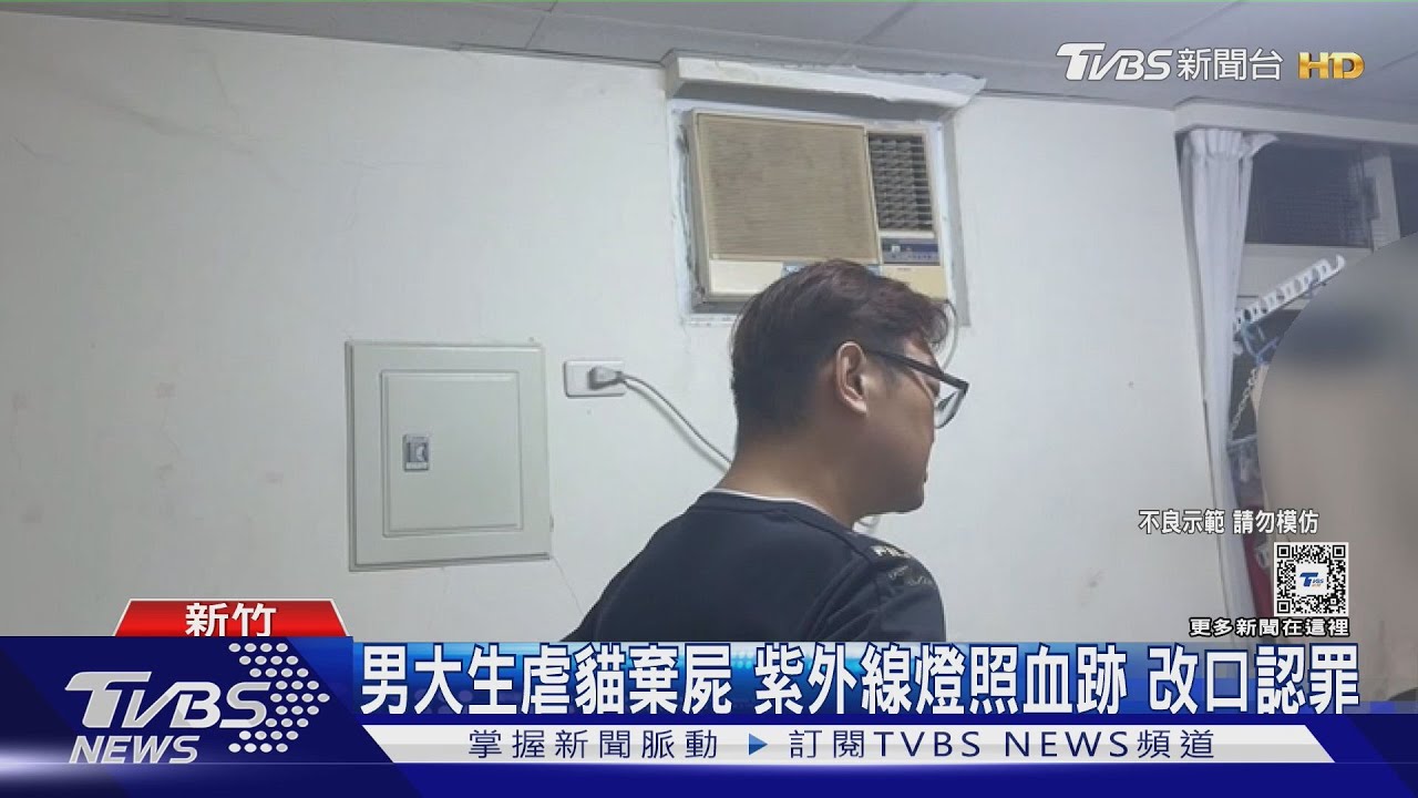 男大生虐貓棄屍 紫外線燈照血跡改口認罪