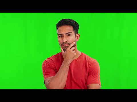 man thinking in green screen free stock video