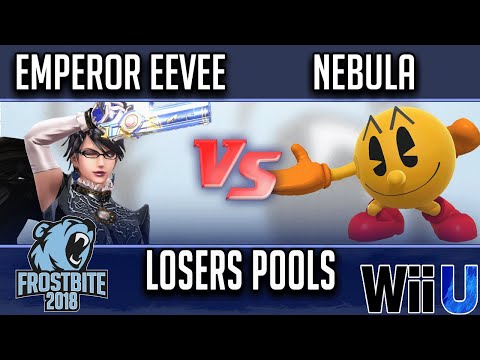 Frostbite 2018 Smash 4 Singles  LOSERS POOLS - CLN | Emperor Eevee (Bayonetta) vs  Nebula (Pac Man)