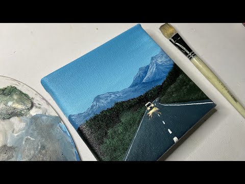 How to paint mountain road/Acrylic painting for beginners /#acrylicpainting #54