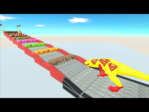 Superman Yellow T-Rex vs Color Pig - Animal Revolt Battle Simulator