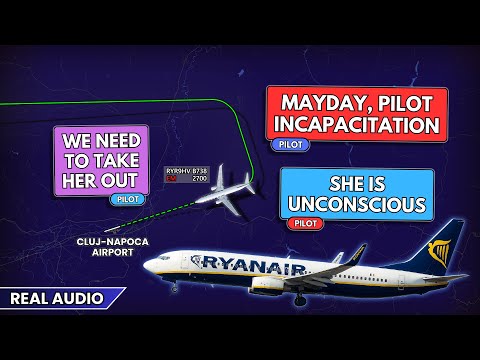 Pilot LOSES consciousness on FINAL APPROACH. Ryanair captain lands Boeing 737 solo. Real ATC
