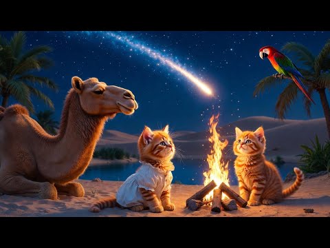 🐱✨ “Ginger & White Kitten’s Epic Desert Adventure | Cute Kittens, Parrot & Magical Treasure!”