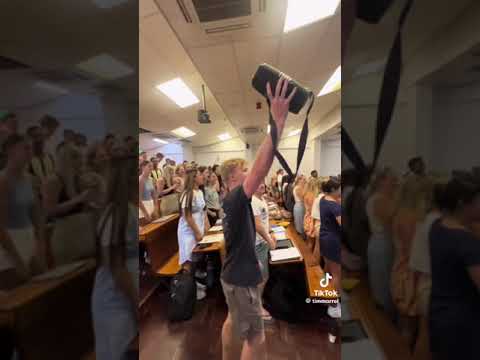 Students sing in the classroom (Fun-We Are Young)