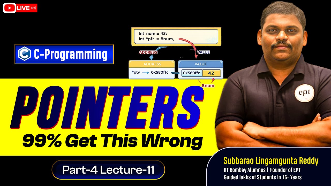Pointers in C: Why Most Students Fail (LIVE Class) L-11