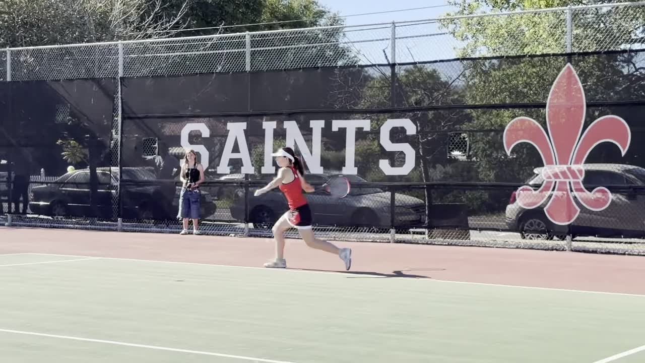 St. Helena's Alice Baxter plays singles and Tavi Kuntz and MJ Teaff double up against Sonoma Academy