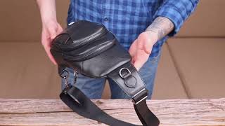 Цікава чоловіча сумка через плече з натуральної шкіри 21397 Vintage чорна