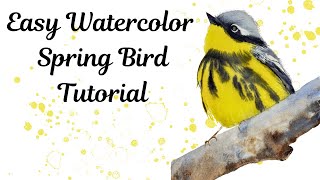 Easy Watercolor Spring Bird Tutorial