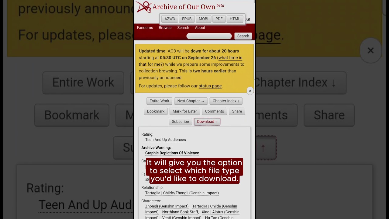 How to Download Works Offline AO3