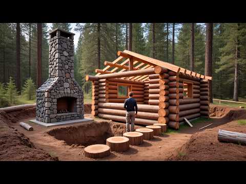 Alone in the Wilderness: Building a Huge Log Cabin from Scratch  | @WildNorthRiverCabin​