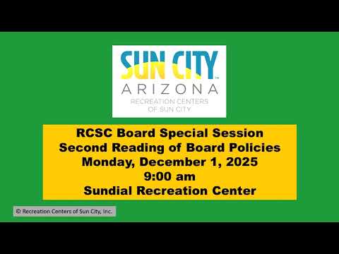 RCSC Special Session - Second Reading of Board Policies - 9 am Monday, December 1, 2025