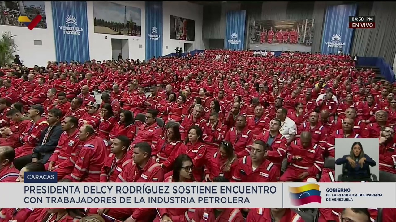 Delcy Rodríguez en encuentro con trabajadores petroleros, 4 de septiembre de 2026