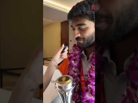 World Champion Gukesh D with the Trophy #chess