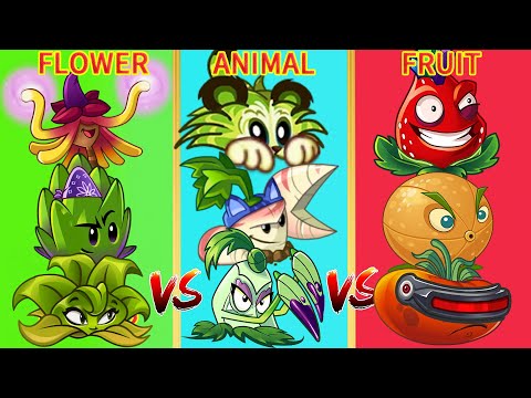 PvZ 2 Gameplay - Team FLOWER Vs FRUIT Vs ANIMAL Team - Which Team Will Win ? - Plant Vs Plant