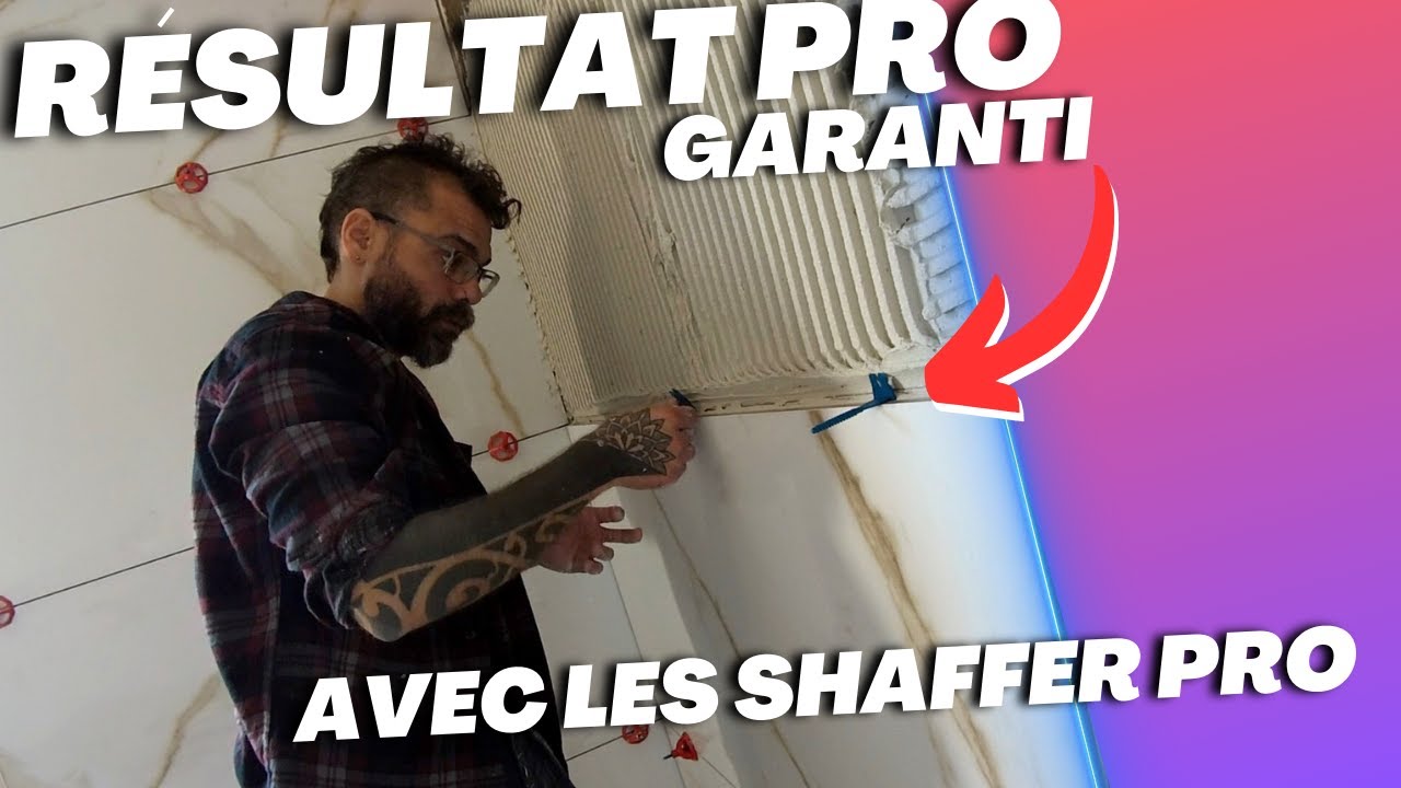 JE POSE DES 60X120CM AVEC NOUVEAUX AUTO-NIVELANT SHAFFER PRO DANS UN COIN DOUCHE