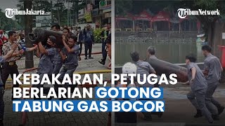 Kebakaran KFC Green Lake, Petugas Berlarian Gotong Tabung Gas Bocor untuk Dibuang ke Danau Sunter