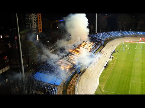 [DRON] Oprawa kibiców Ruchu Chorzów w Rzeszowie | 16.04.2022