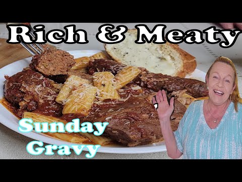 Italian Sunday Gravy Recipe - Hearty Sunday Sauce with Pork, Italian Sausage and Homemade Meatballs