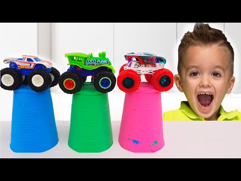Vlad and Niki have fun with Toy Trucks | Hot Wheels Monster Trucks