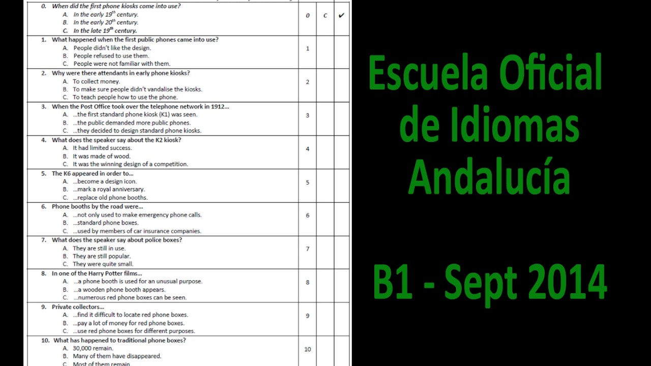 EOI Andalucía - Listening B1 Sep2014 Parte 1