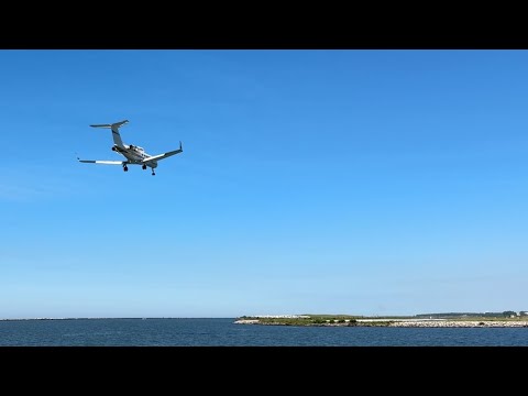 Loud and Smokey Gulfstream II [N36PN] Landing at Cleveland Burke Lakefront Airport (BKL)