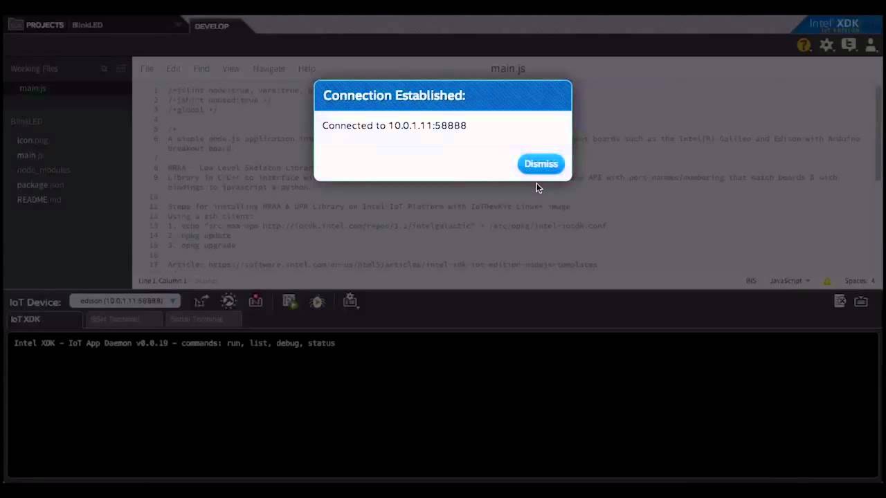 SetUp Intel XDK IoT Edition Part2 - Run a Sample Project