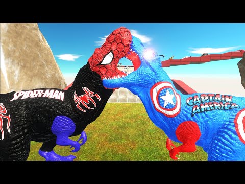 BLACK SPIDERMAN T-REX ISLAND DEATH RUN - Animal Revolt Battle Simulator