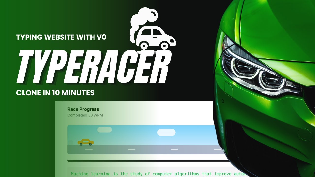 Build a Typing Racer Game Like TypeRacer with Next.js & Framer Motion! 💨 | AI Chatbot | V0