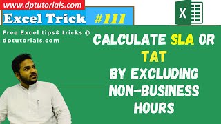How To Calculate SLA or TAT by excluding non business hours || Excel Tricks