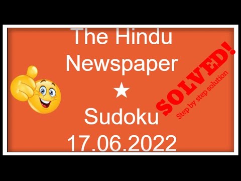 🔊How to Solve The Hindu Sudoku 1 Star | Step by Step Solution | 17.06.2022|  Level ★